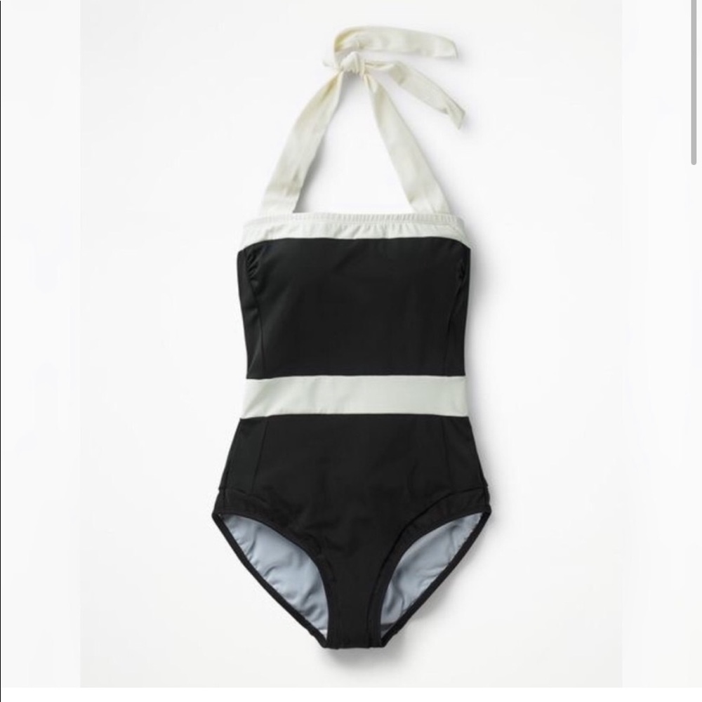 BODEN Santorini one piece — black/white— size 14